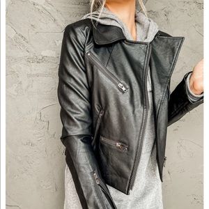 Black, faux leather, moto jacket